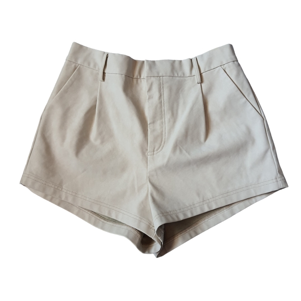 Free People Faux Suede Stretch Shorts Womens Large Cream High Waist Bohemian